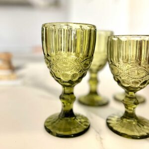 Juego de copas de vino cristal verde