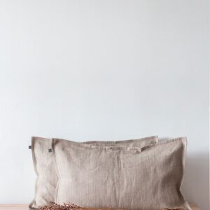Funda de cojín de lino gris natural