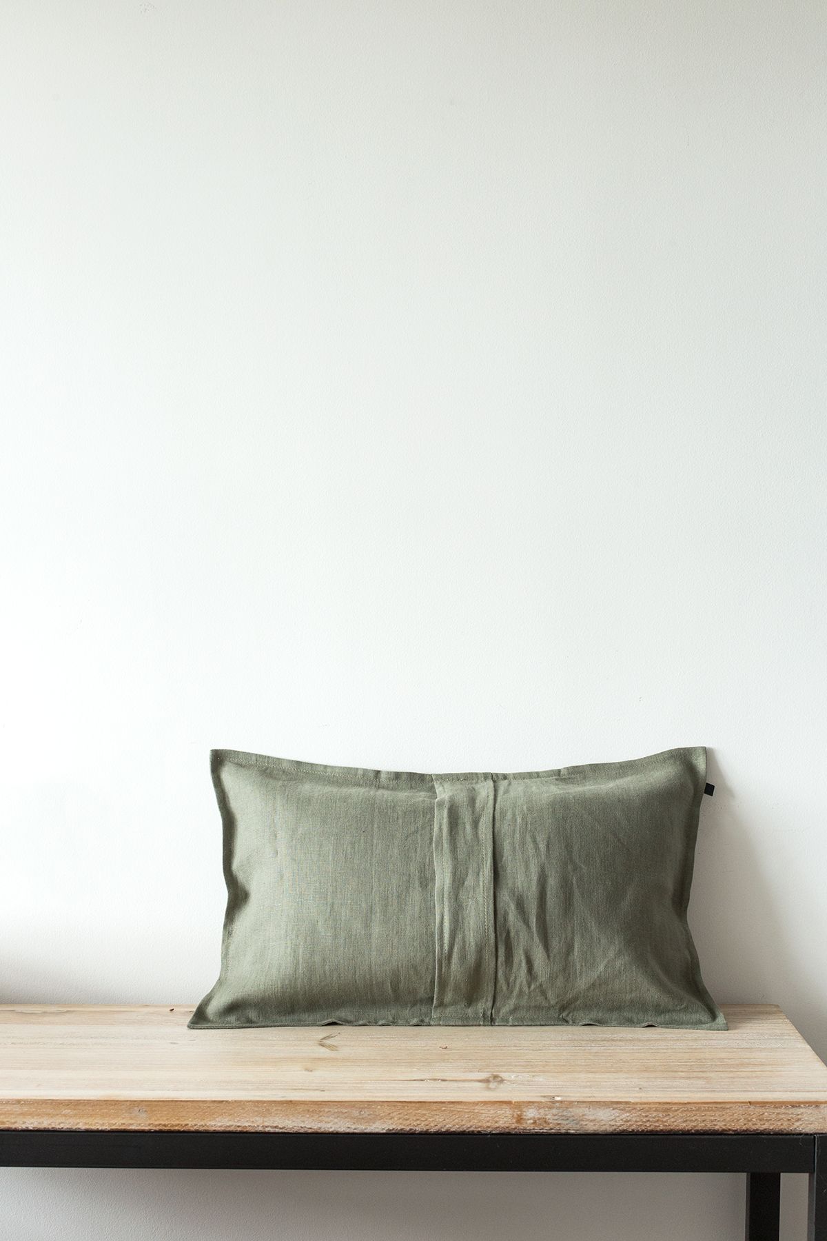 Funda de cojín de lino verde musgo - Imagen 3